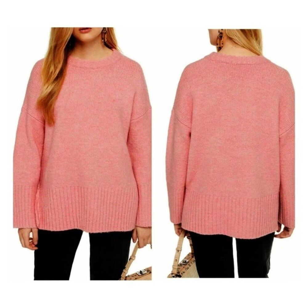 Topshop Sweater Supersoft Top Ribbed Hem Womens 8-10 Oversize Long Sleeves